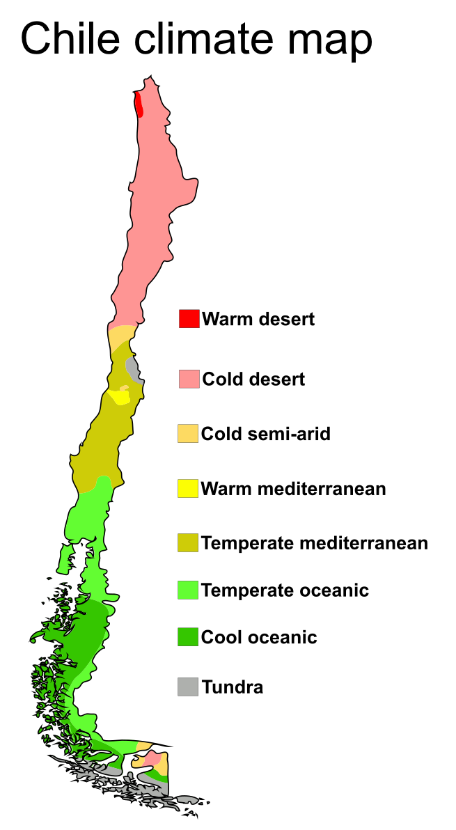 carte du climat au Chili