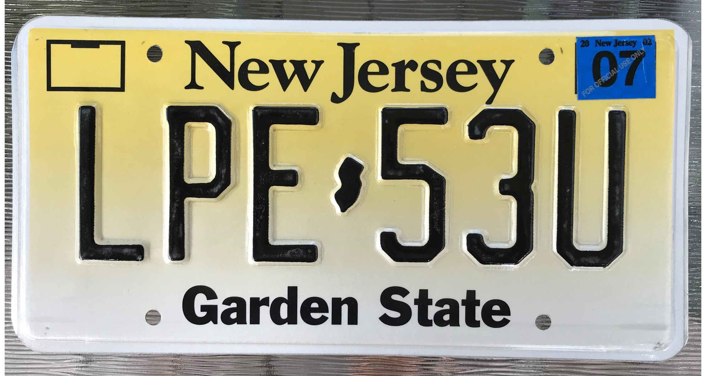 plaques d'immatriculation du New Jersey