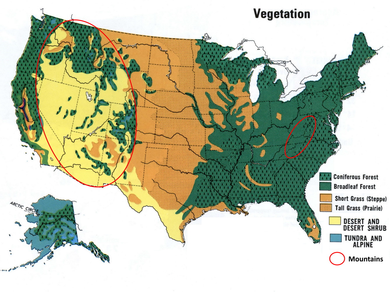 carte des paysages des USA