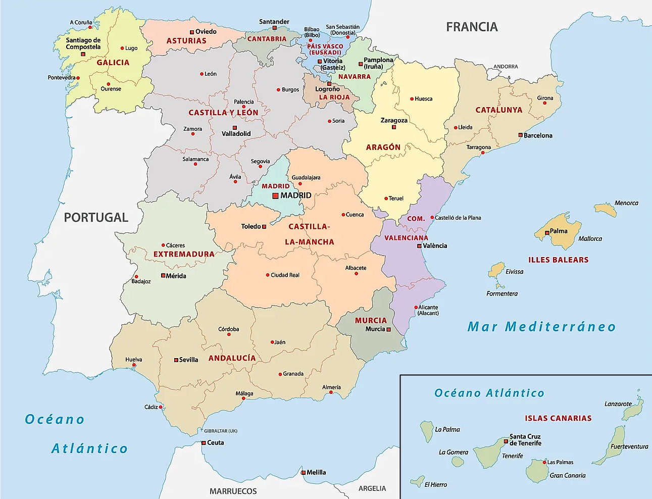 map of spanish cities