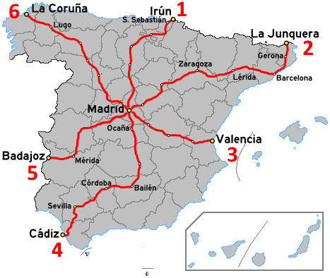 carte des région d'Espagne