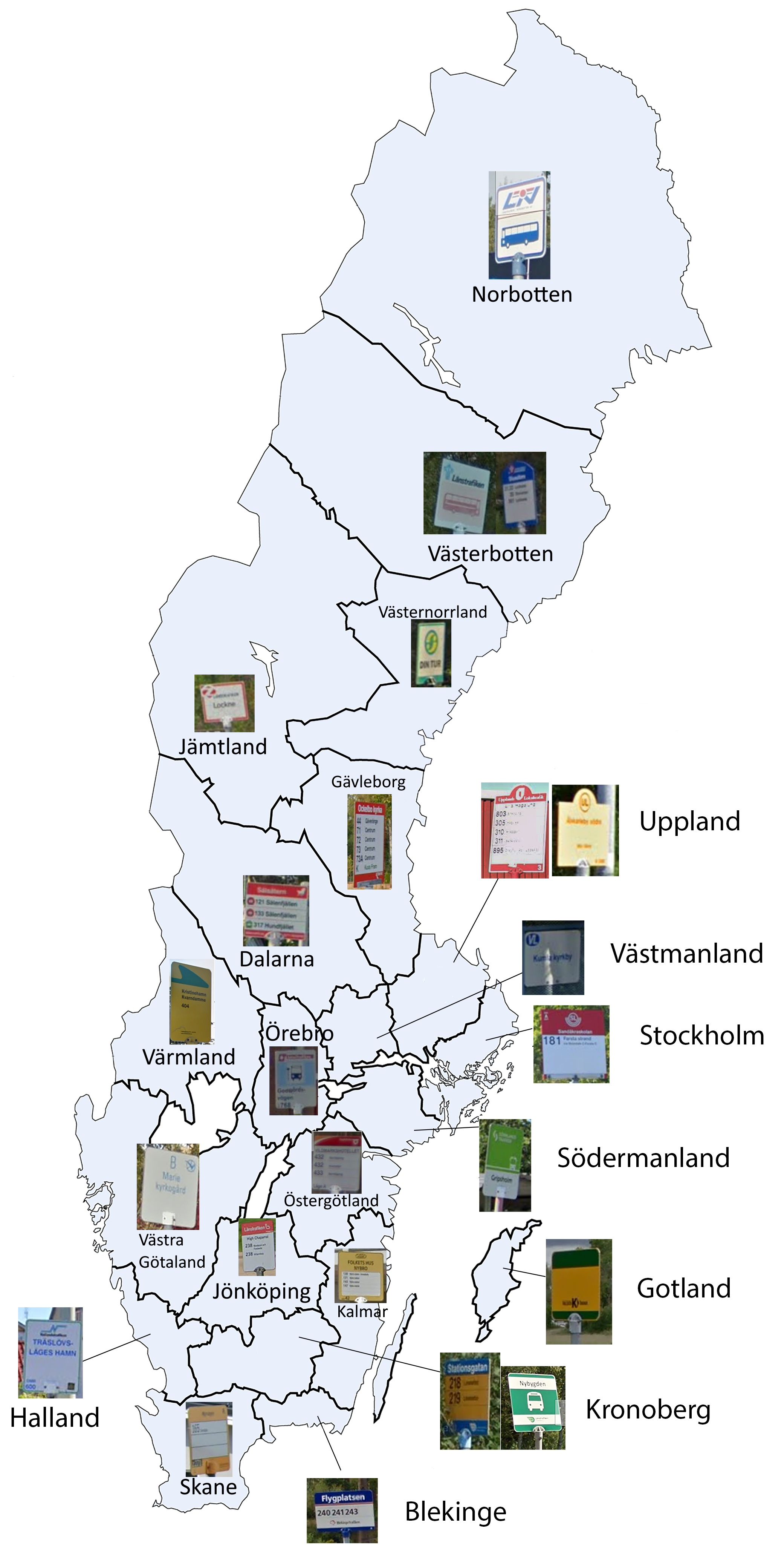 carte des compagnies de bus en Suède