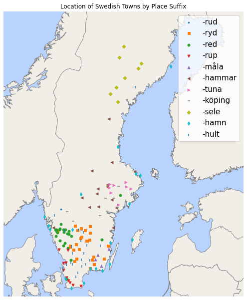 toponomy of town names in Sweden